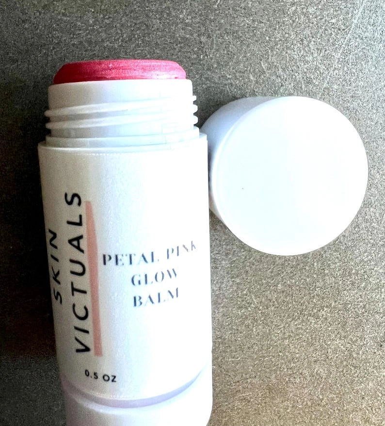 Petal Pink glow balm, dewy no make up makeup look, organic antioxidant rich oils, clean skincare, moisturizing makeup, eco friendly gift. - Image 2