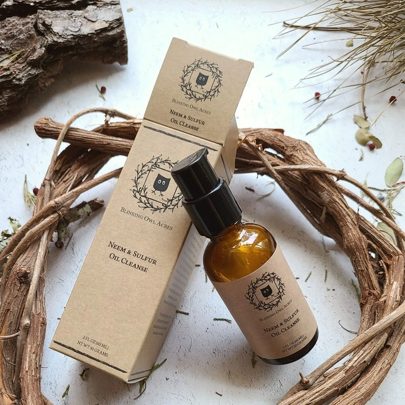 Neem and Sulfur Oil Cleanse, Holistic Face Wash, Natural Skincare - Image 2